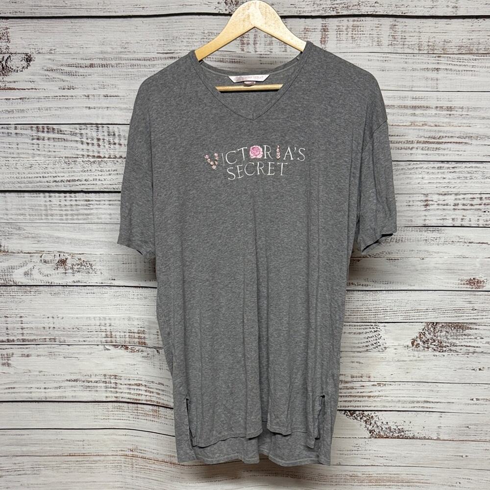 Victoria's Secret Charcoal Gray Tee Nightshirt Vintage Medium